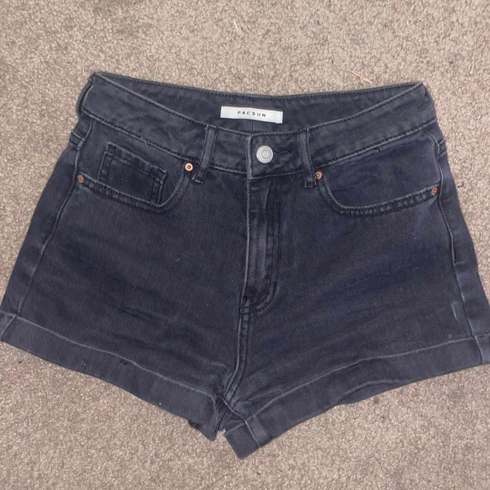 Black denim shorts